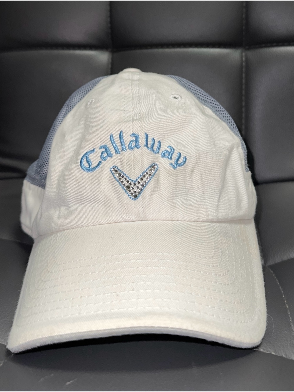 Callaway White and Light Blue Embroidered Rhinestone Cap